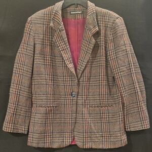 Sanctuary Women's Checkered Blazer - Brown and Red
